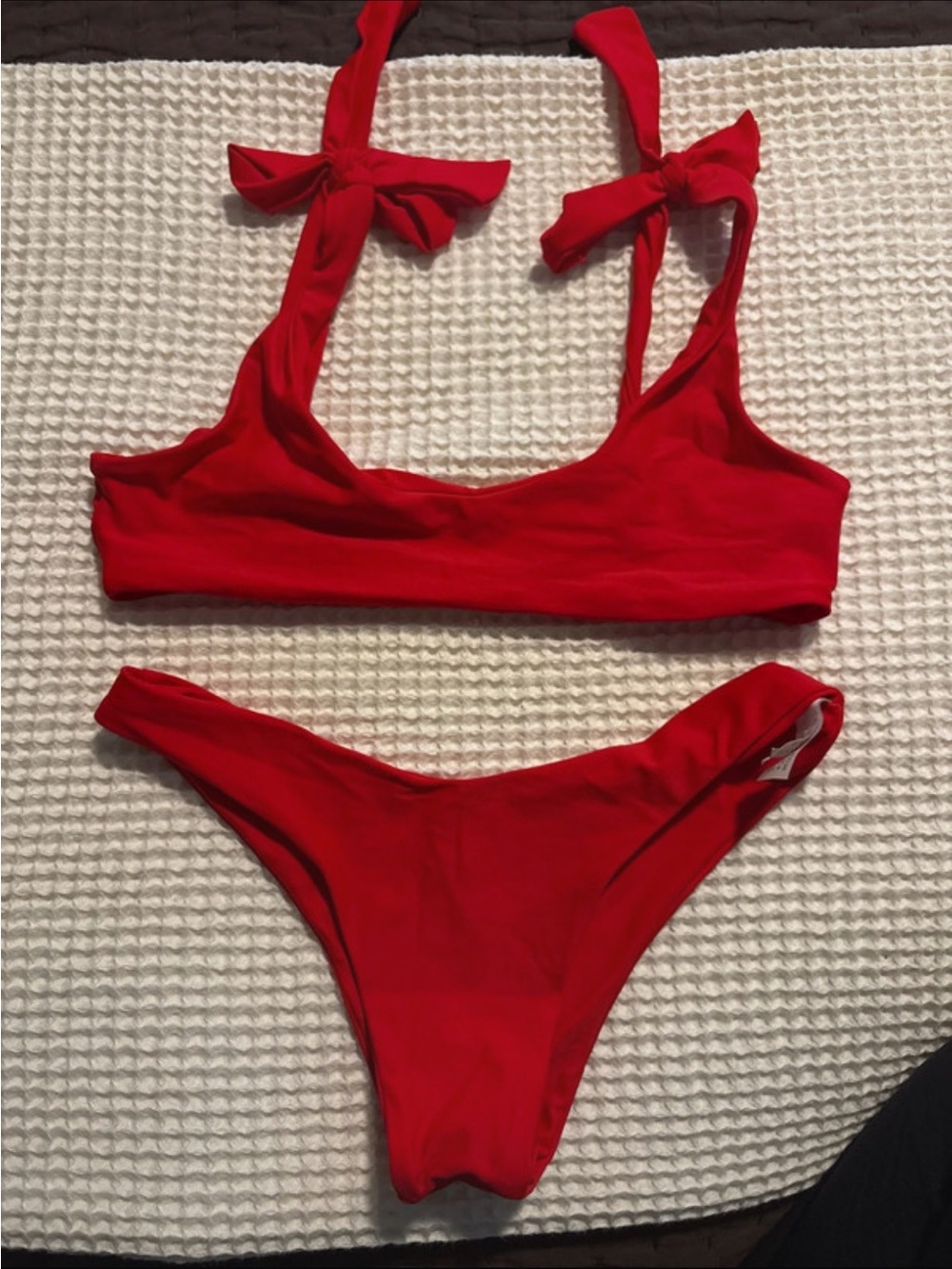 Zaful Red Tie-Shoulder Bikini Set
